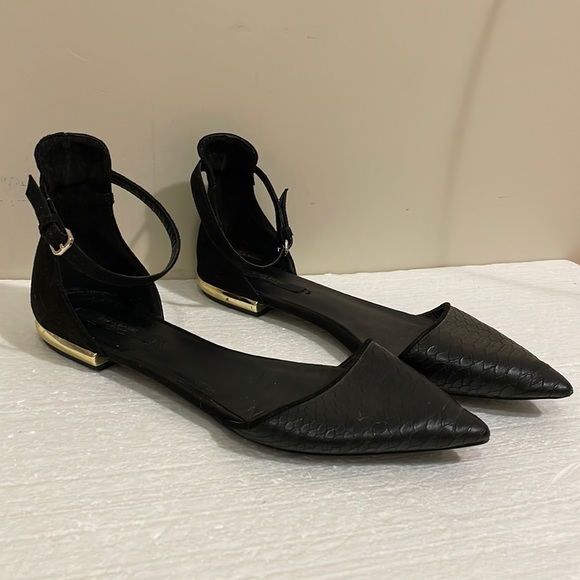 Zara Black Flats with Gold Accent - Picture 1 of 10